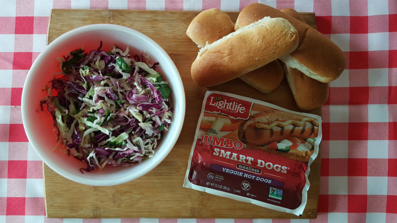 dogs vegan hot dog slaw