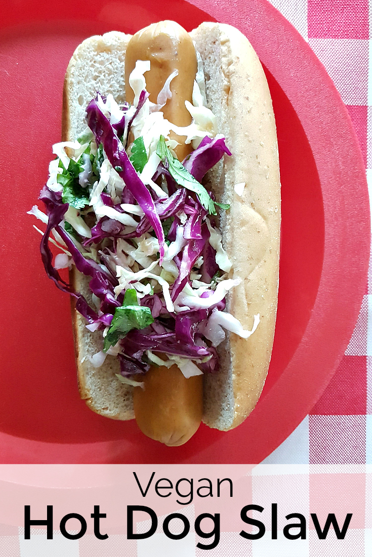 Vegan Hot Dog Slaw Recipe - The coleslaw is vegan (and vegetarian) and so are the dogs. #ad They are Smart Dogs from Lightlife!