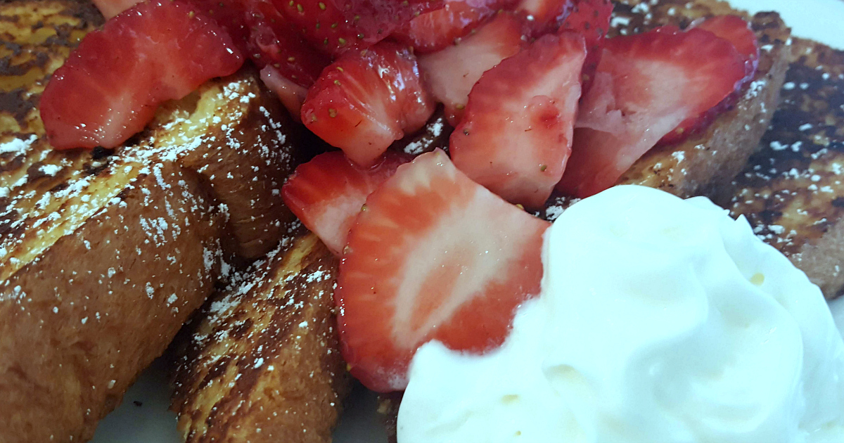 brioche french toast and strawberries