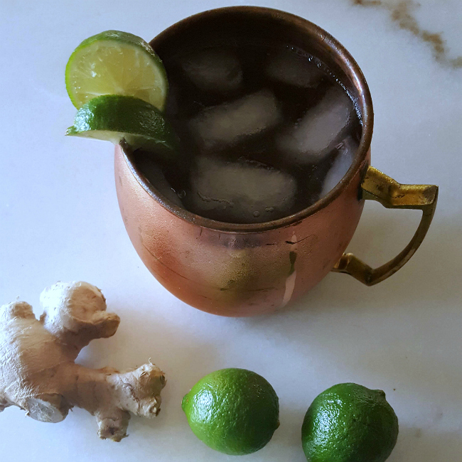 square bourbon mule cocktail