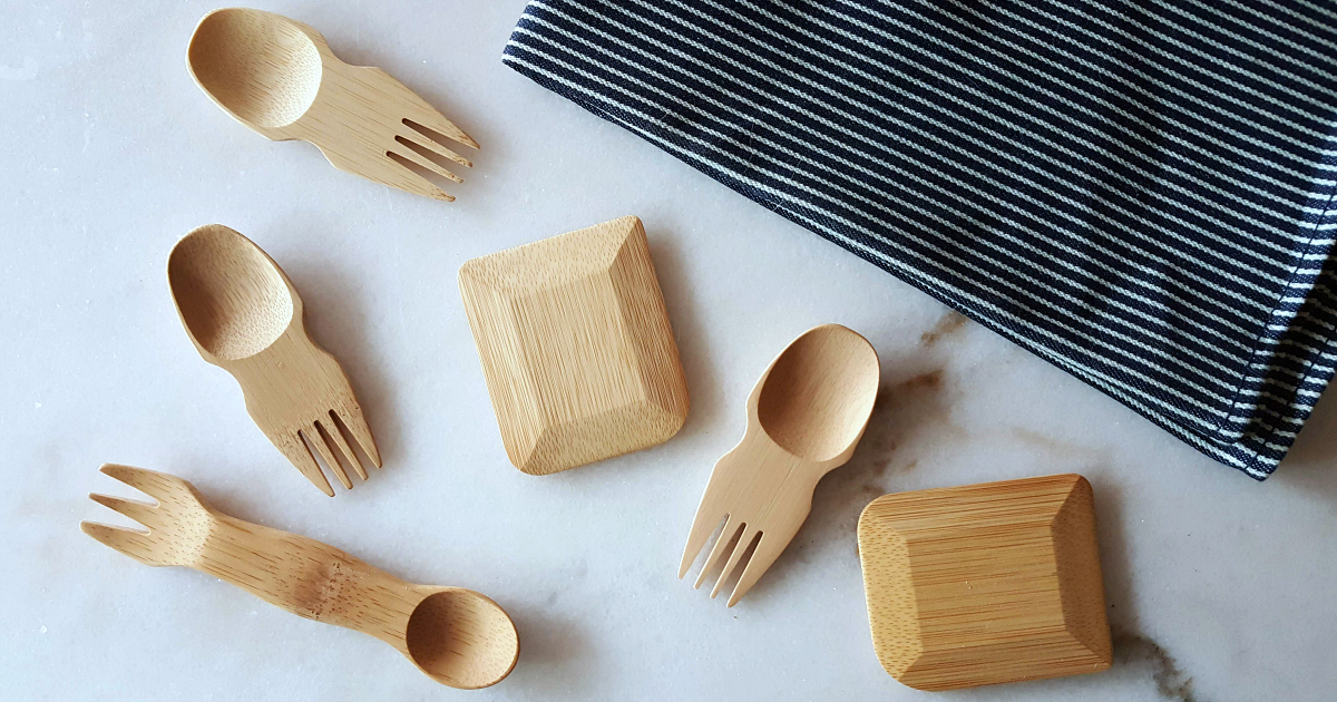 towel and kitchen utensils made from bamboo