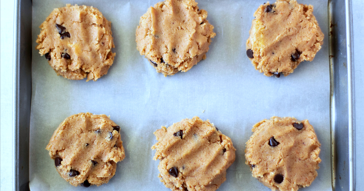 keto cookie dough on baking pan