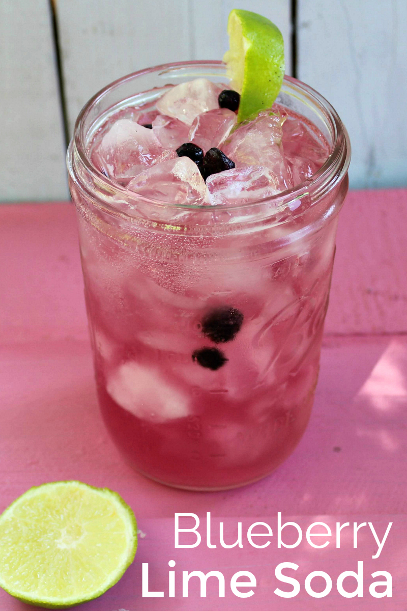 Homemade Blueberry Lime Soda Recipe made from fresh blueberries - can be made with your SodaStream or with store bought club soda