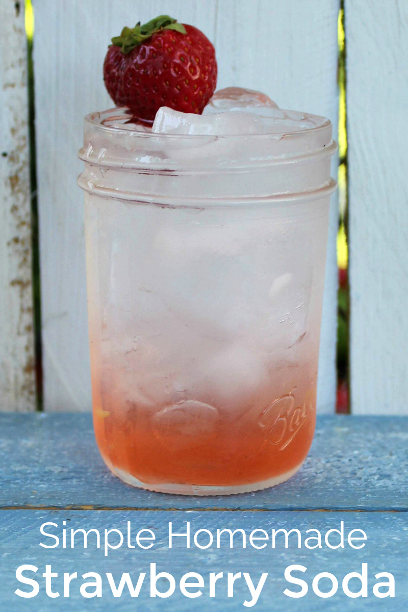 Simple Homemade Strawberry Soda Recipe made from fresh strawberries - can be made with your SodaStream or with store bought club soda