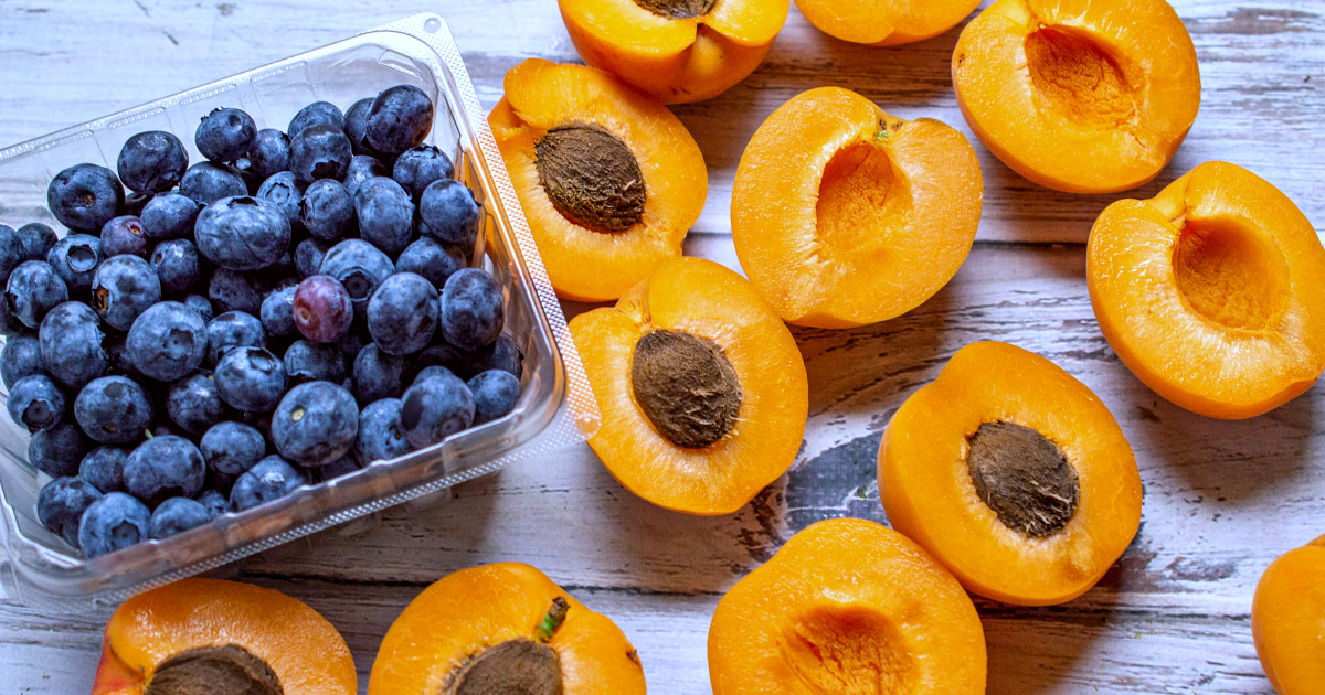 blueberries and apricot halves