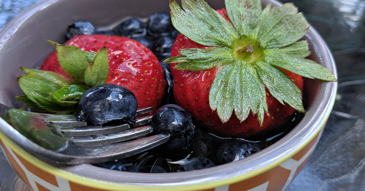 blueberries and strawberries soaked in bourbon