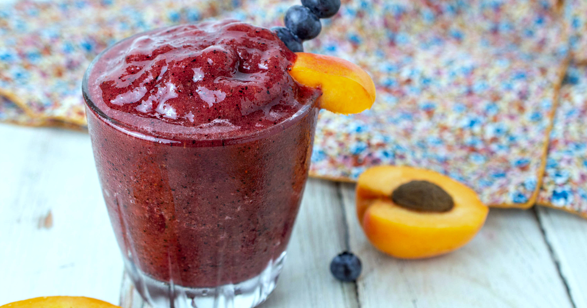 feature blueberry apricot slushie in glass