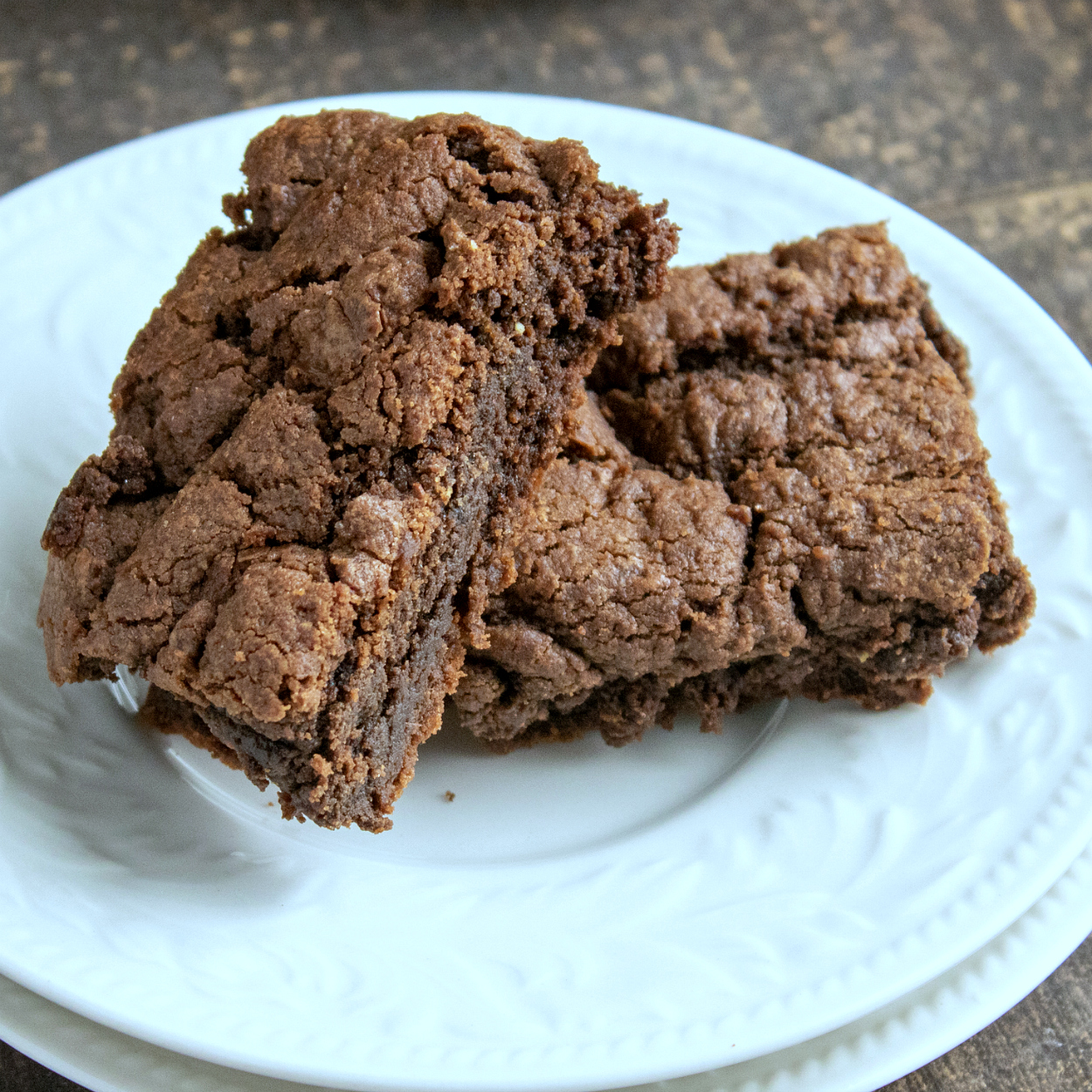 insta reeses brownies on white plate