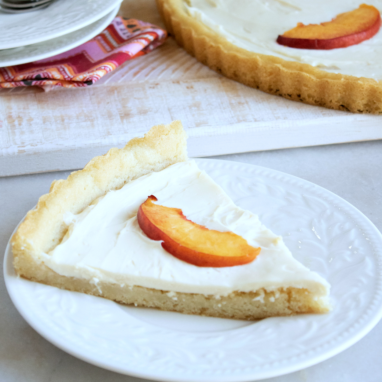 slice of peach cookie tart