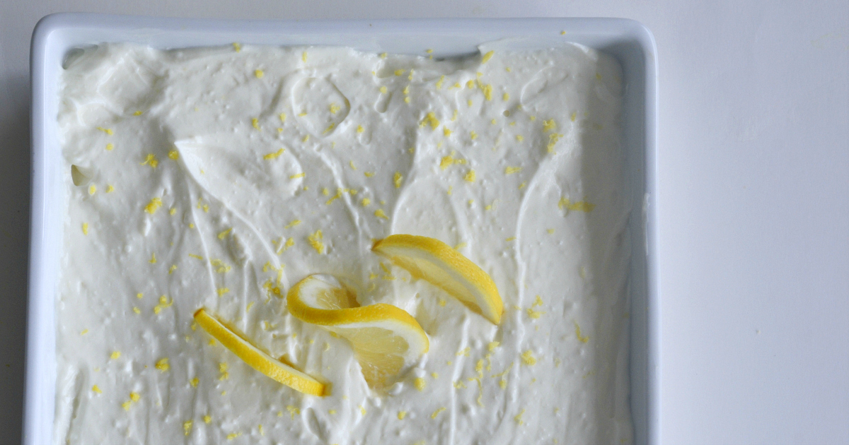lemon bar dessert in baking dish