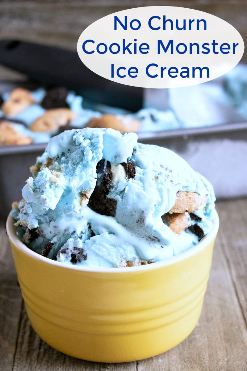 Easy No Churn Cookie Monster Ice Cream Recipe #IceCream #NoChurn #NoChurnIceCream #CookieMonster #SesameStreet #SesameStreetParty