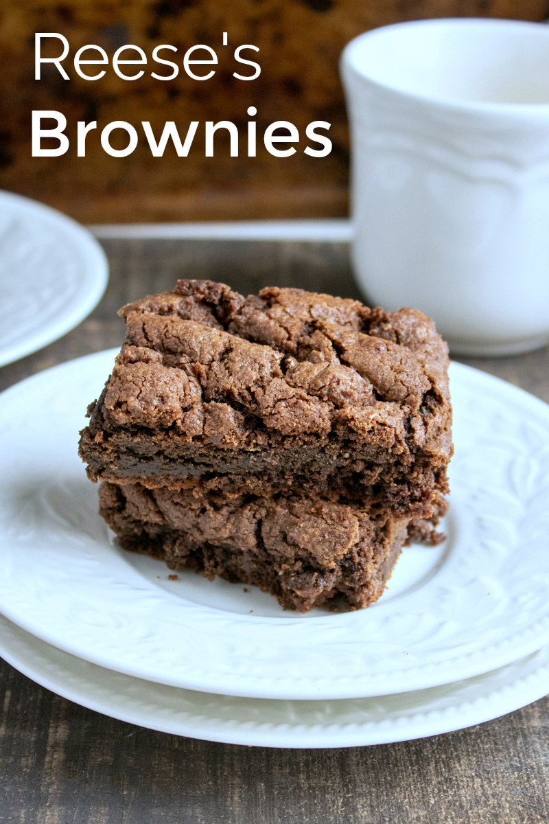 Oh So Delicious Reese's Brownies Recipe made with Reese's Peanut Butter Cups - great for leftover Halloween candy or anytime you want a chocolate peanut butter treat #PeanutButterBrownies #Brownies #LeftoverCandy #Reeses