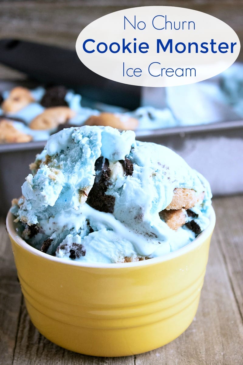 Easy No Churn Cookie Monster Ice Cream Recipe #IceCream #NoChurn #NoChurnIceCream #CookieMonster #SesameStreet #SesameStreetParty