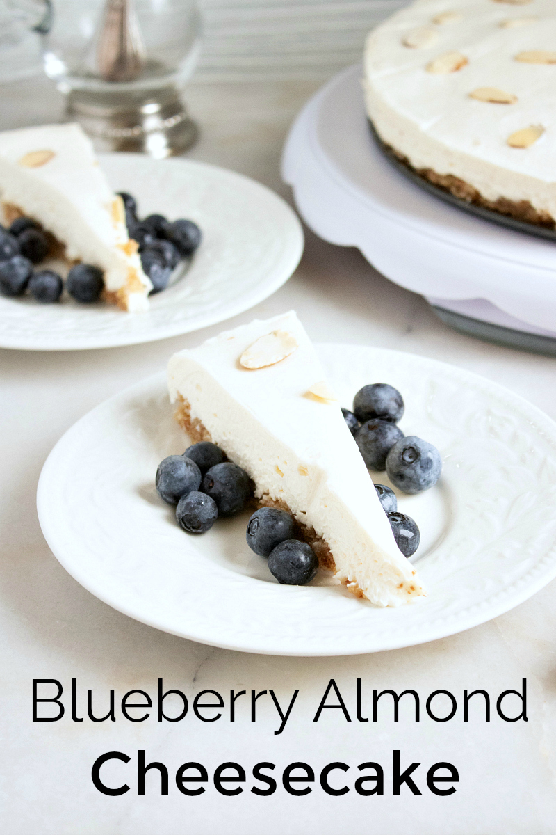 No Bake Blueberry Almond Cheesecake Recipe #Cheesecake #BlueberryDessert #nobakedessert #nobake