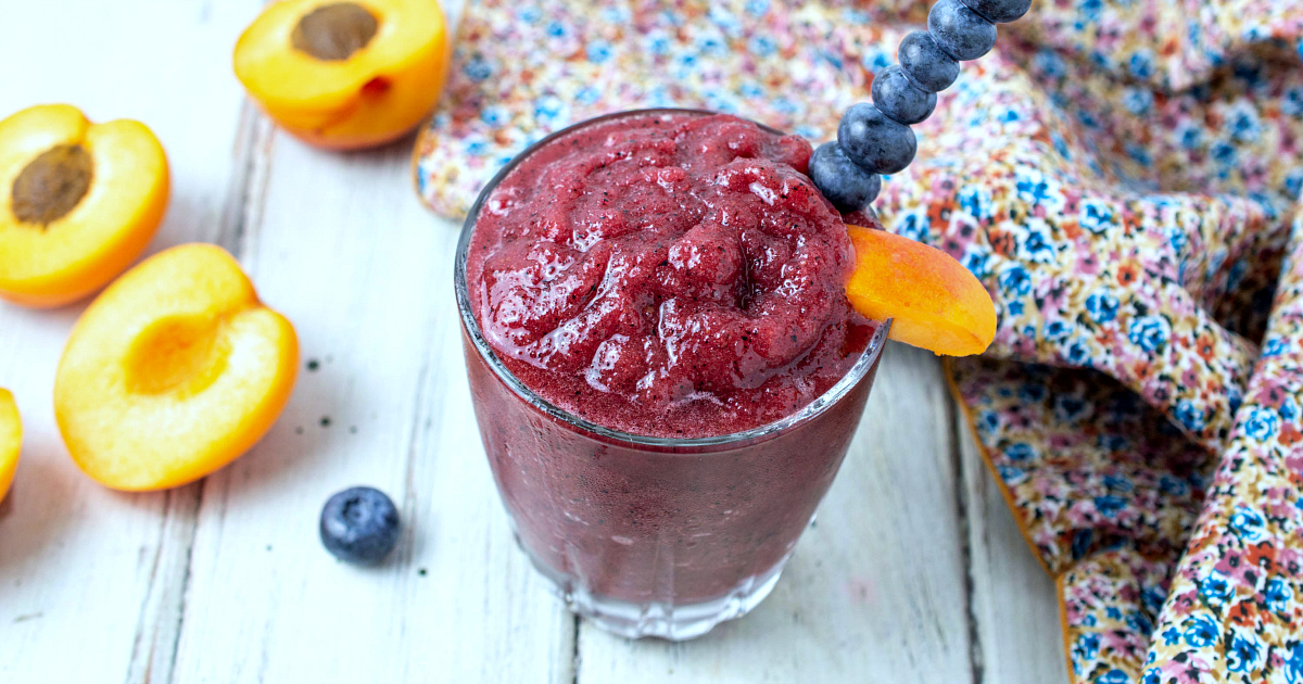 slushie made with apricots and blueberries