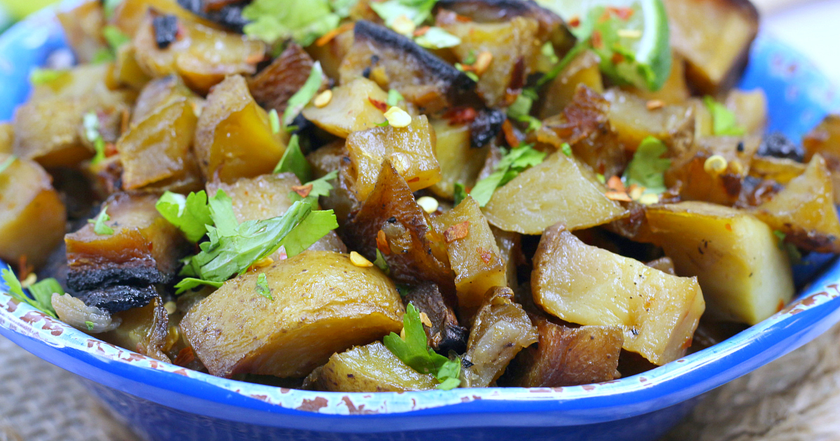 vegetarian cuban potatoes in bowl