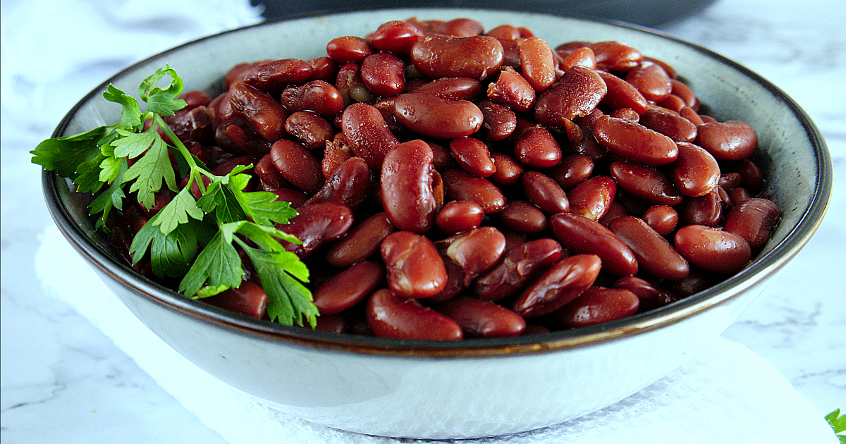 bowl of vegan pressure cooker red beans