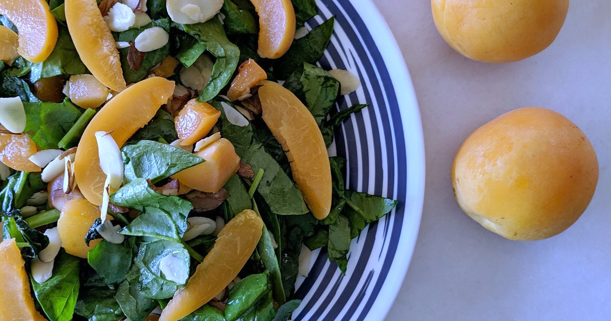 close up of apricot almond salad