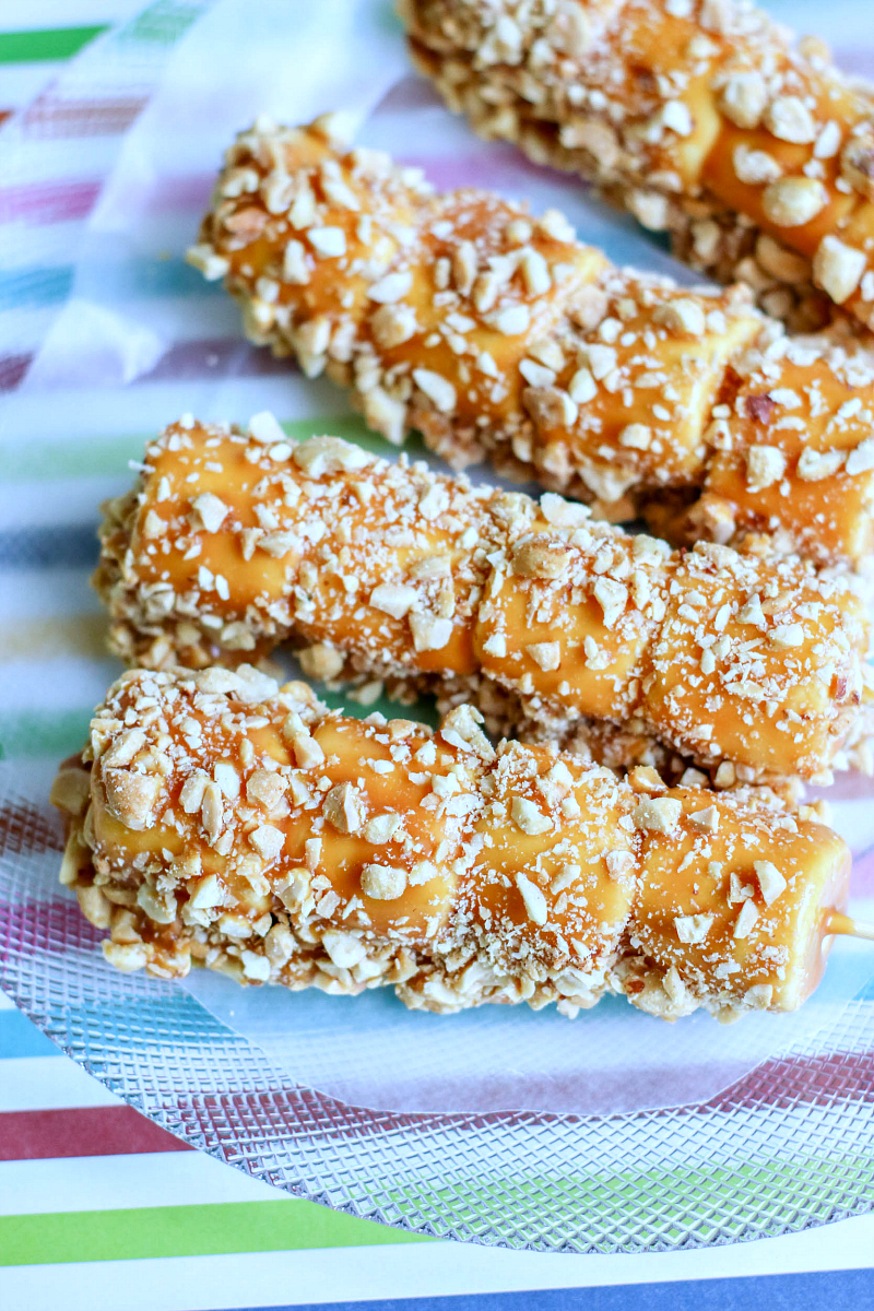 four caramel marshmallow pops