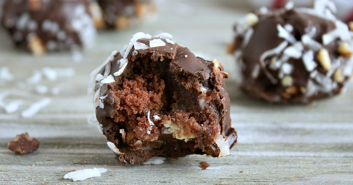 german chocolate cake truffle with coconut