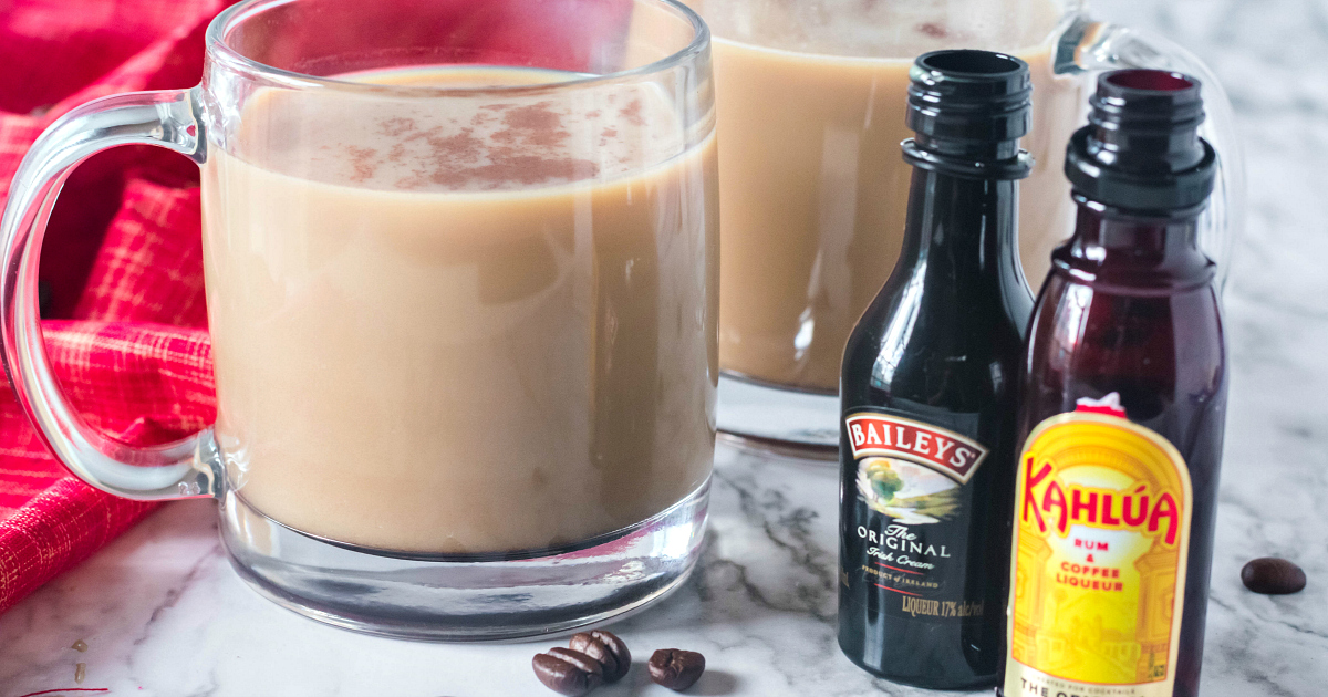 glass mug with spiked coffee cocktail