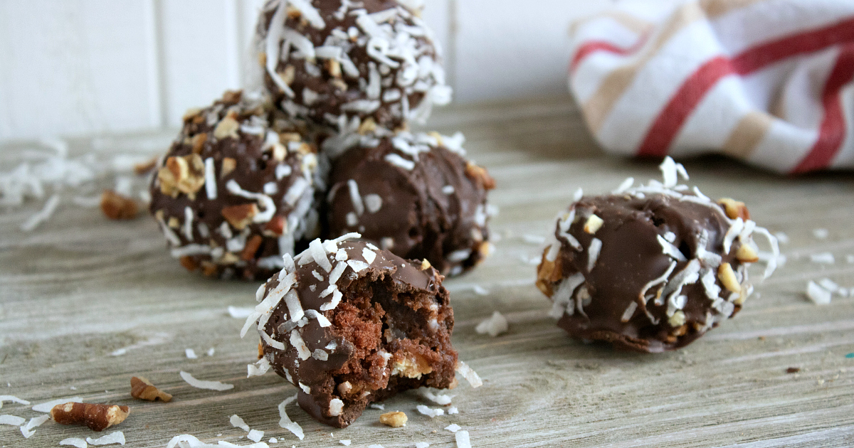 pile of german chocolate cake truffles