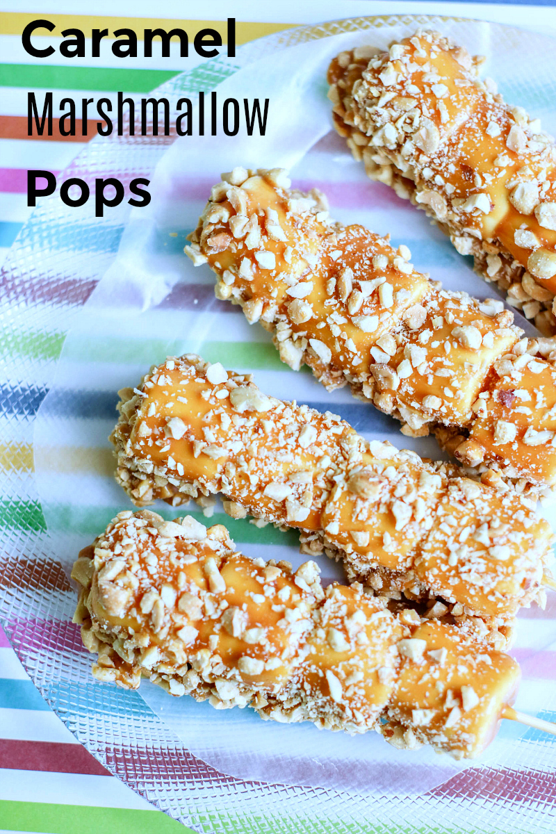 pin marshmallow pops on glass plate
