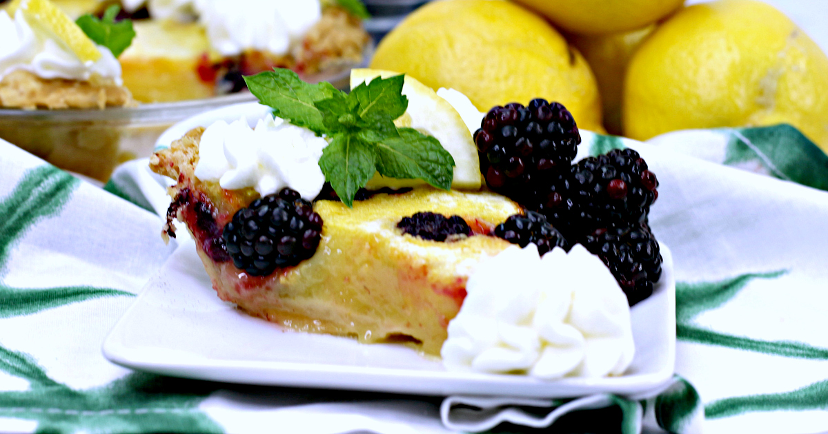 slice of blackberry lemon chess pie