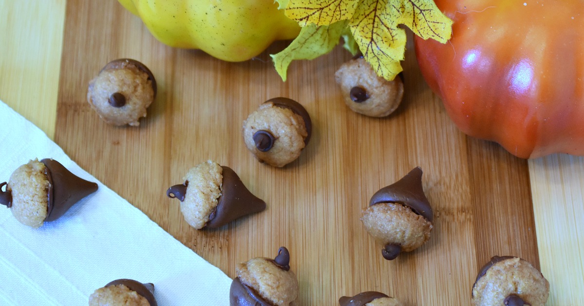 acorn kisses cookies on cutting board