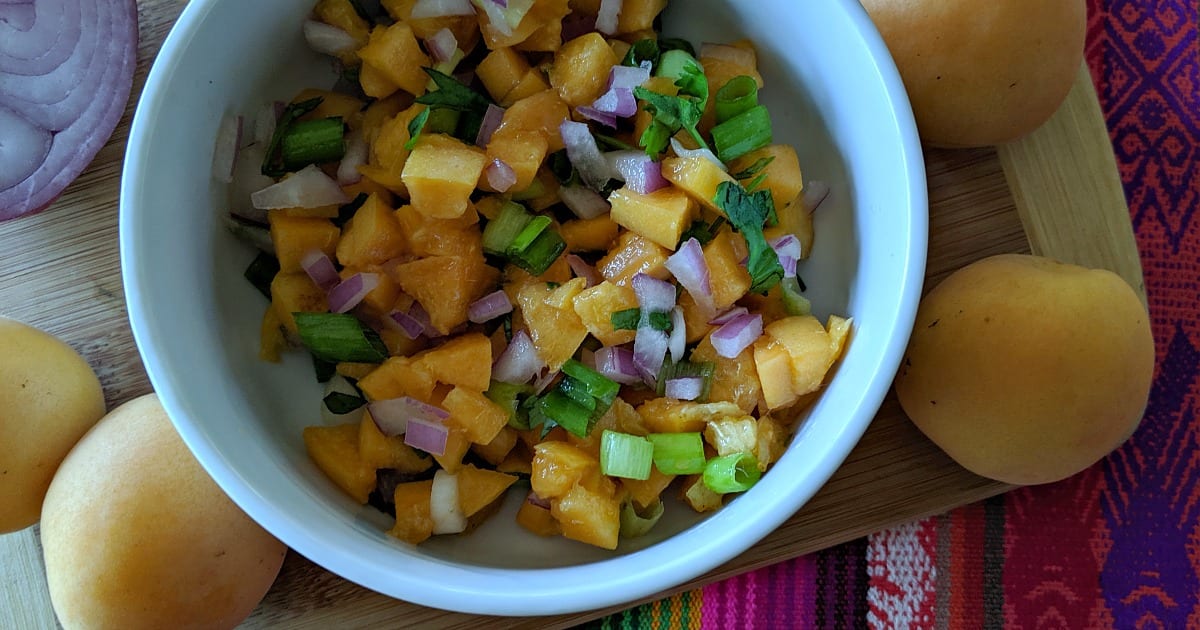 bowl of apricot salsa