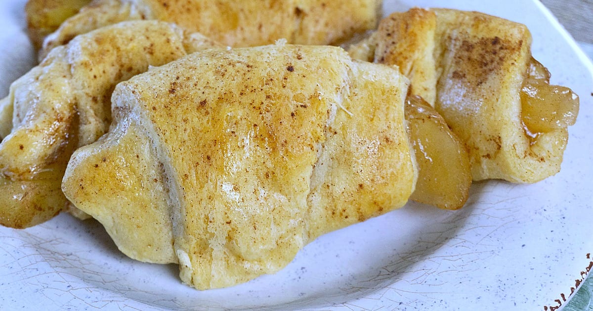 close up apple filled crescent rolls