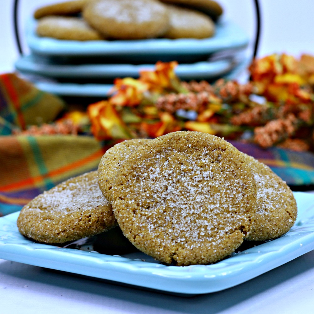 insta fall molasses cookies on plate