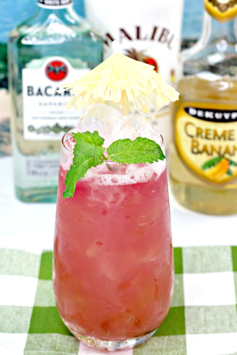 Pink Pirate Rum Punch Cocktail Recipe #Recipes #Cocktails #CocktailRecipes #RumPunch #RumCocktails #AdultBeverage #PinkCocktails #PinkDrinks