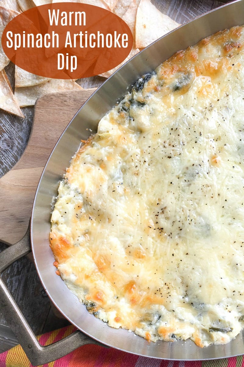 Warm Baked Spinach Artichoke Dip Recipe #Recipe #SpinachDip #ArtichokeDip #DipRecipes #PartyDip