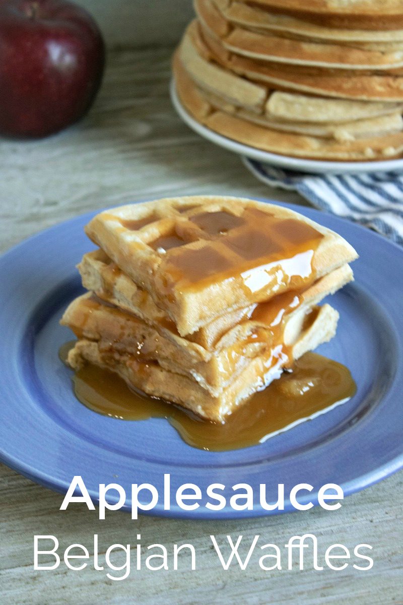 Applesauce Belgian Waffles Recipe - sweetened with applesauce instead of sugar #BelgianWaffles #breakfast #waffles #brunch