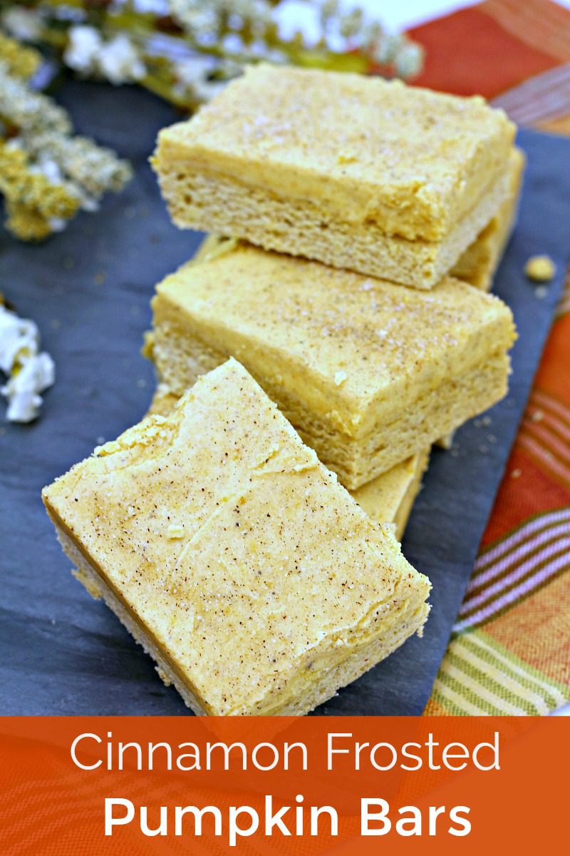 Cinnamon Frosted Pumpkin Bars Recipe #Pumpkin #PumpkinBar #PumpkinBars #PumpkinSpice