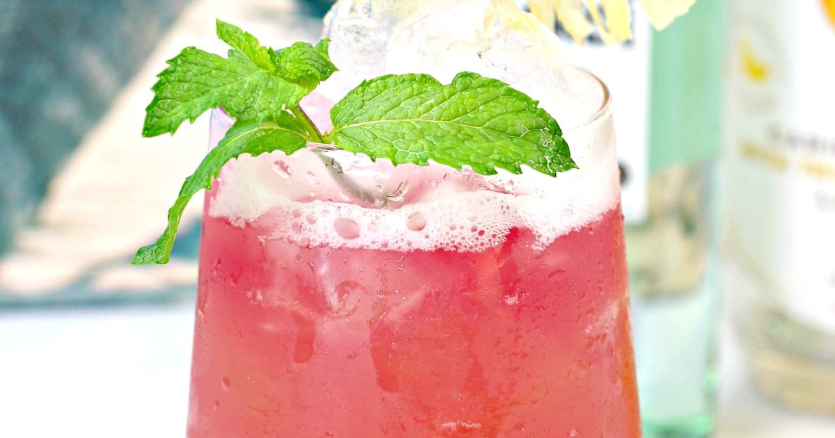 pink punch with mint garnish