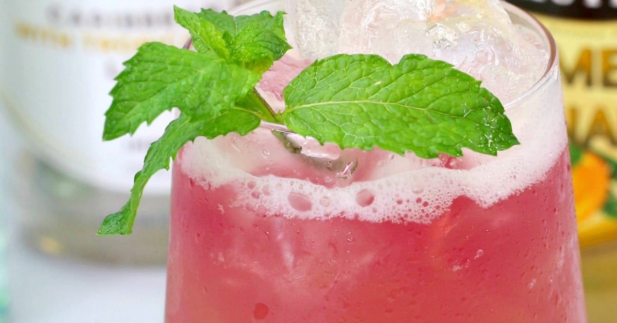 rum punch with mint garnish