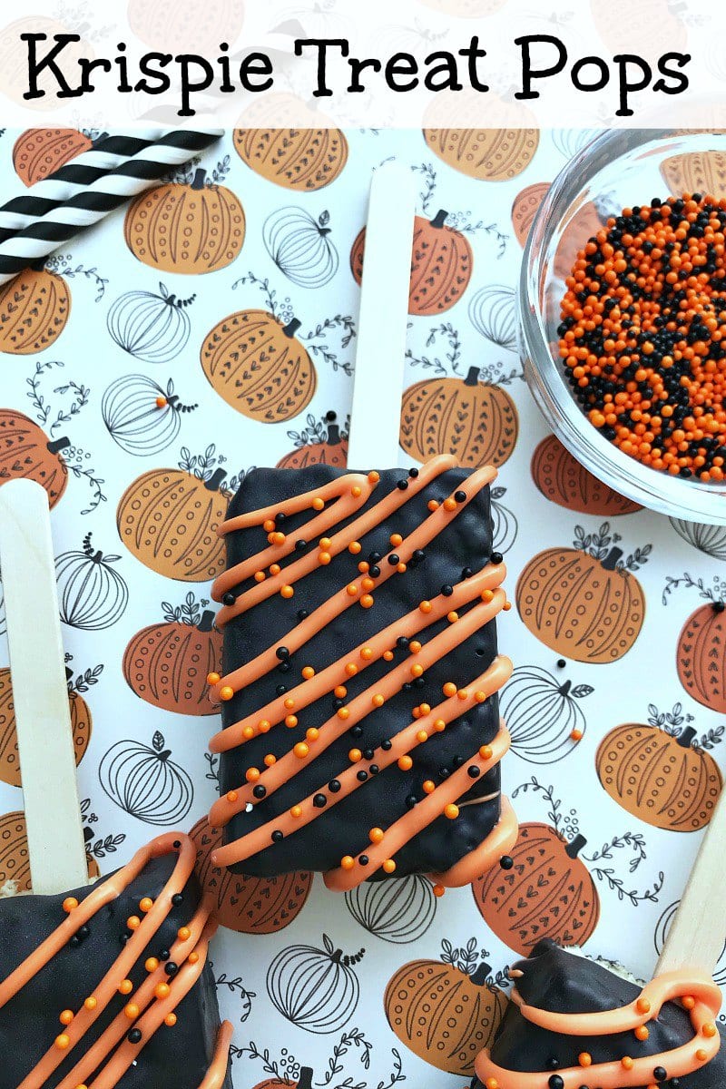 This holiday is meant for sweet fun, so you will want to make my easy orange and black Halloween Rice Rice Krispie pops..