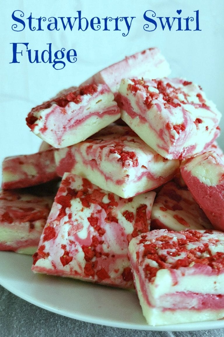 Strawberry Swirl Fudge with Strawberry Chunks - Mama Likes To Cook