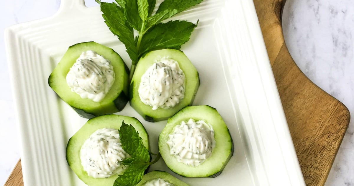 feature stuffed mint feta cucumber bites