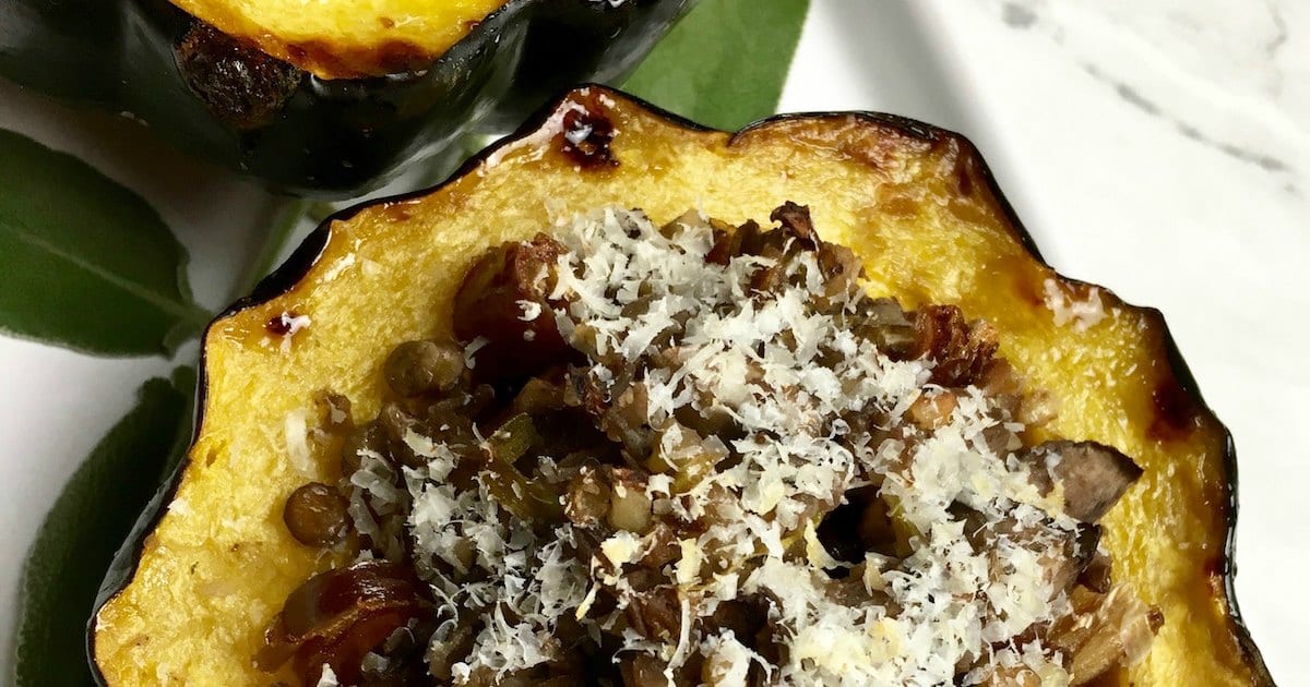 feature vegan stuffed acorn squash