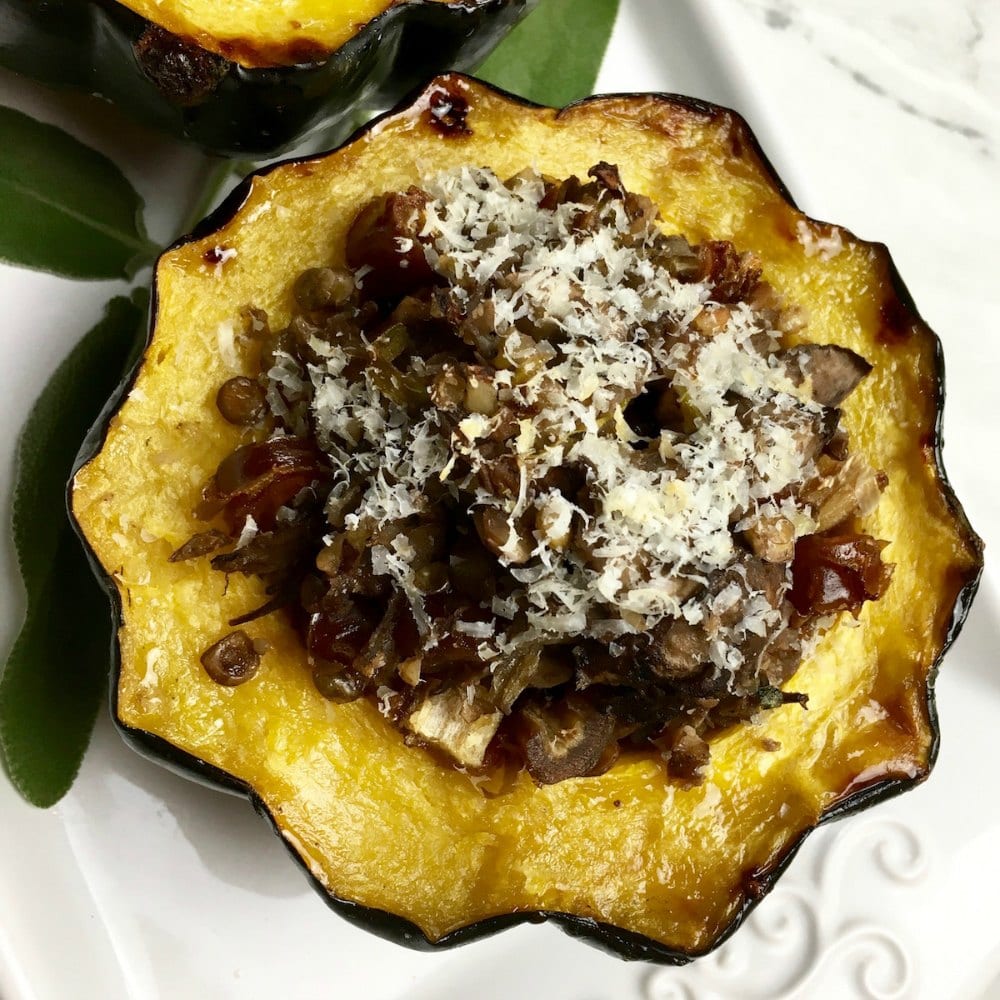 insta mushroom stuffed acorn squash