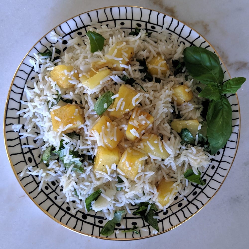 insta plate of pineapple basil basmati rice