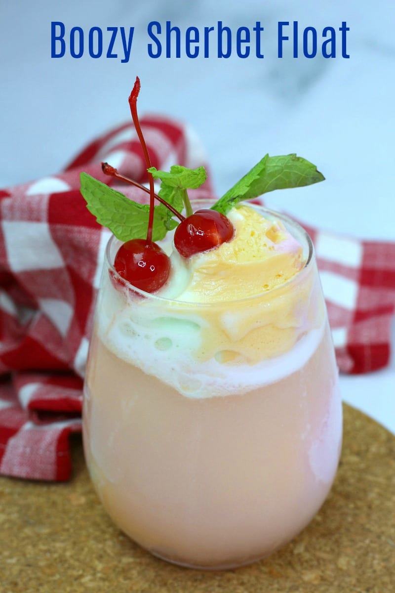 Boozy Sherbet Float Recipe #Cocktail #AdultBeverage #BoozyFloat #SherbetFloat