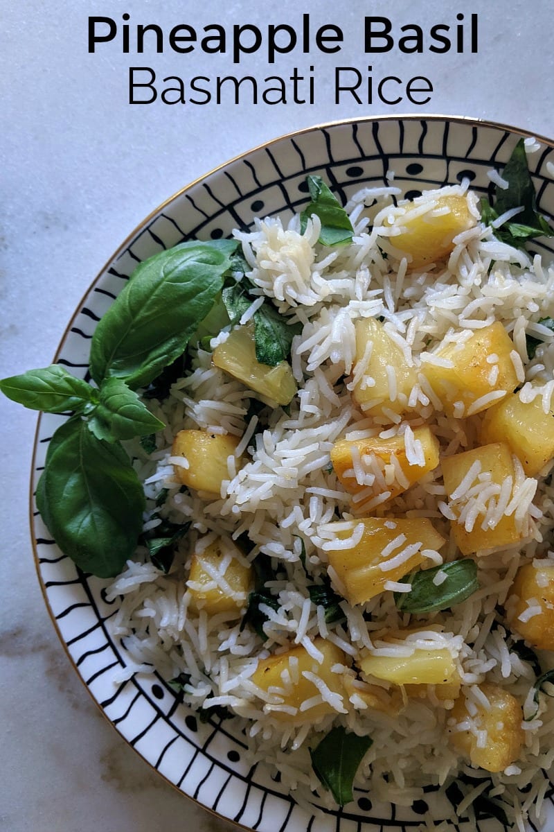 Vegan Pineapple Basil Basmati Rice Recipe #Vegan #Vegetarian #steamedrice #basmatirice #PineappleRice