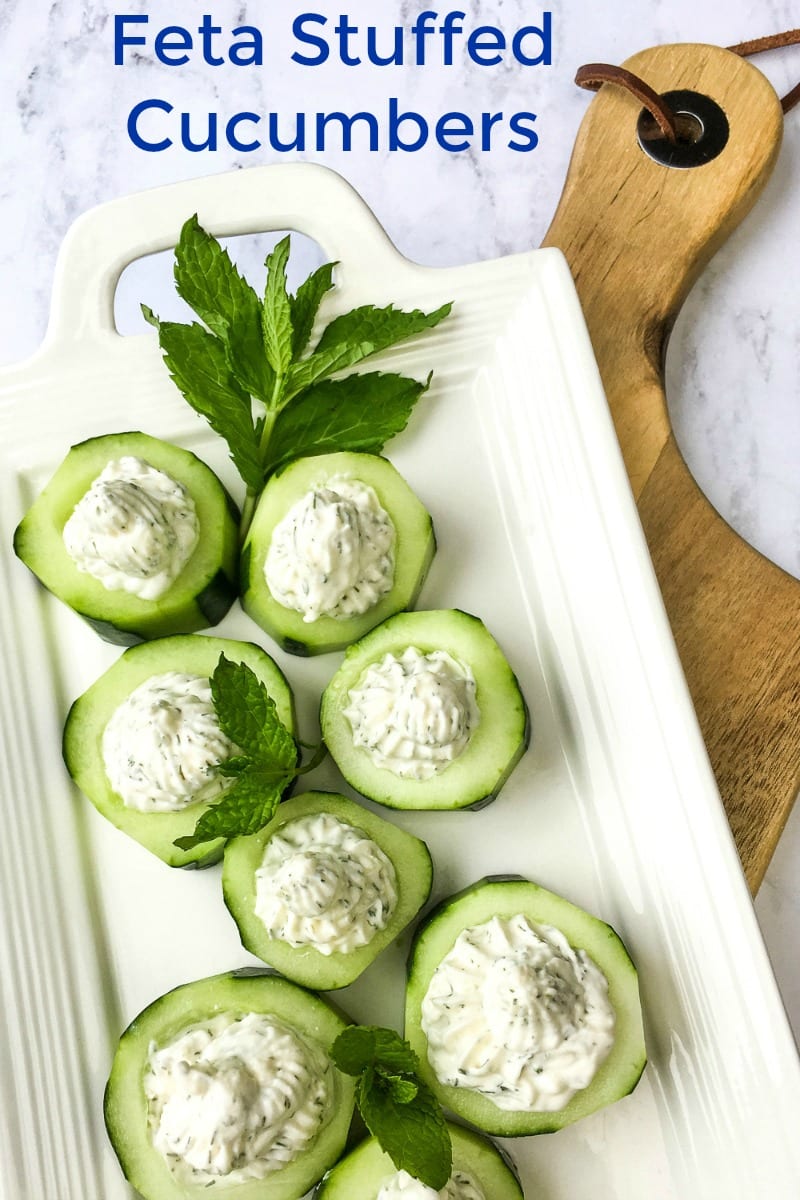 Feta cheese and cucumbers are two of my favorite things, so of course I love this feta stuffed cucumber appetizer recipe.