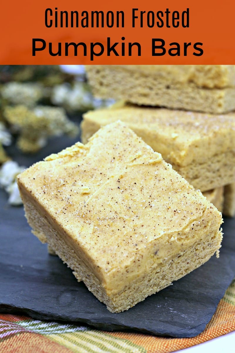 pin pumpkin bars with frosting