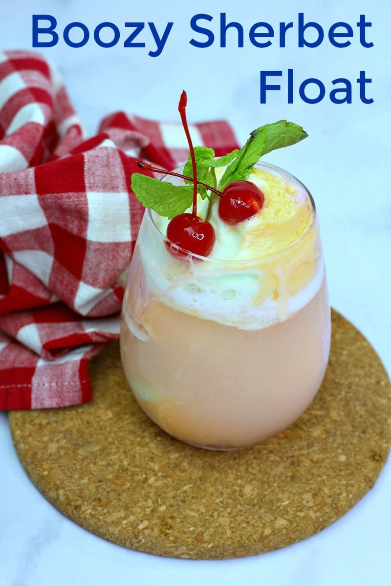 Boozy Sherbet Float Recipe #Cocktail #AdultBeverage #BoozyFloat #SherbetFloat