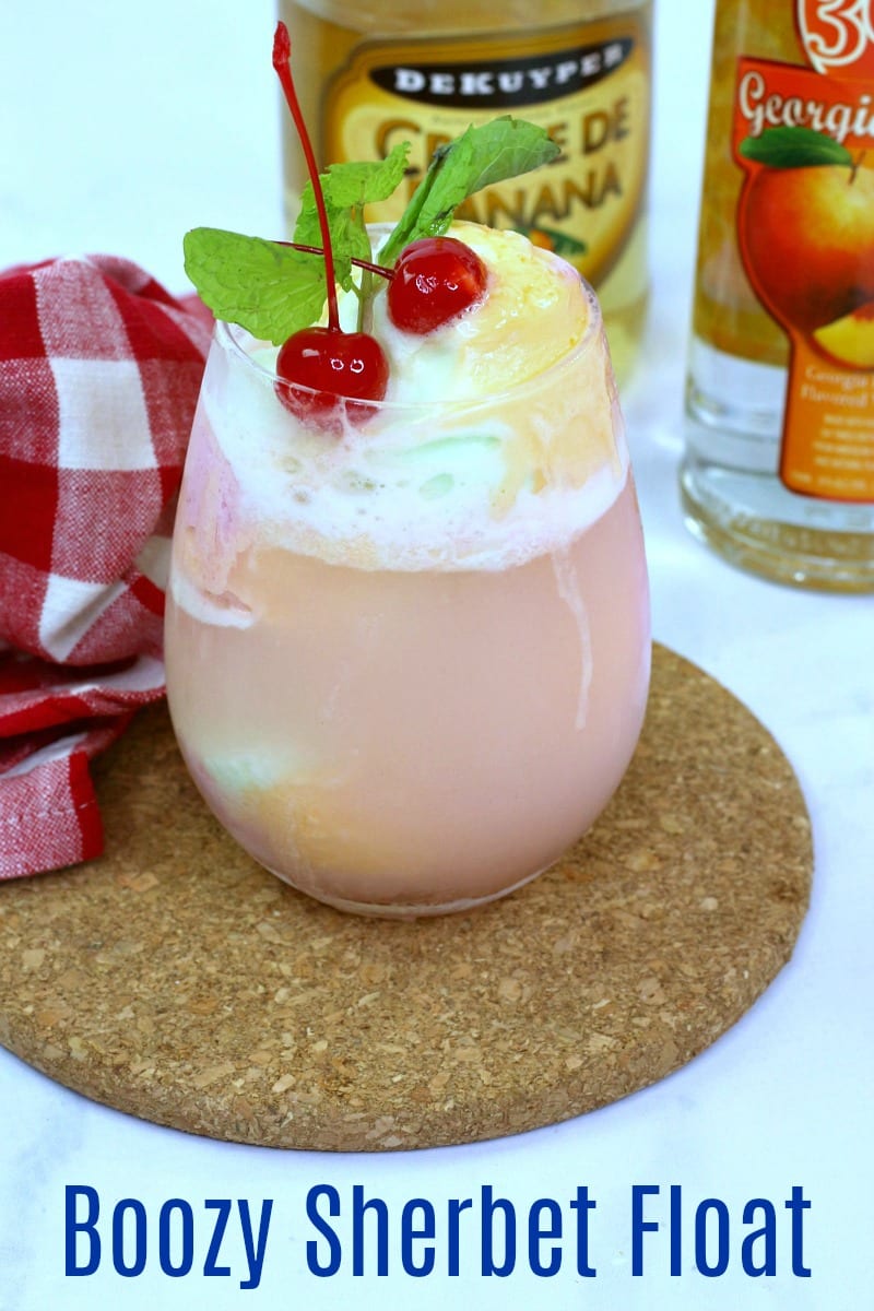 Boozy Sherbet Float Recipe #Cocktail #AdultBeverage #BoozyFloat #SherbetFloat